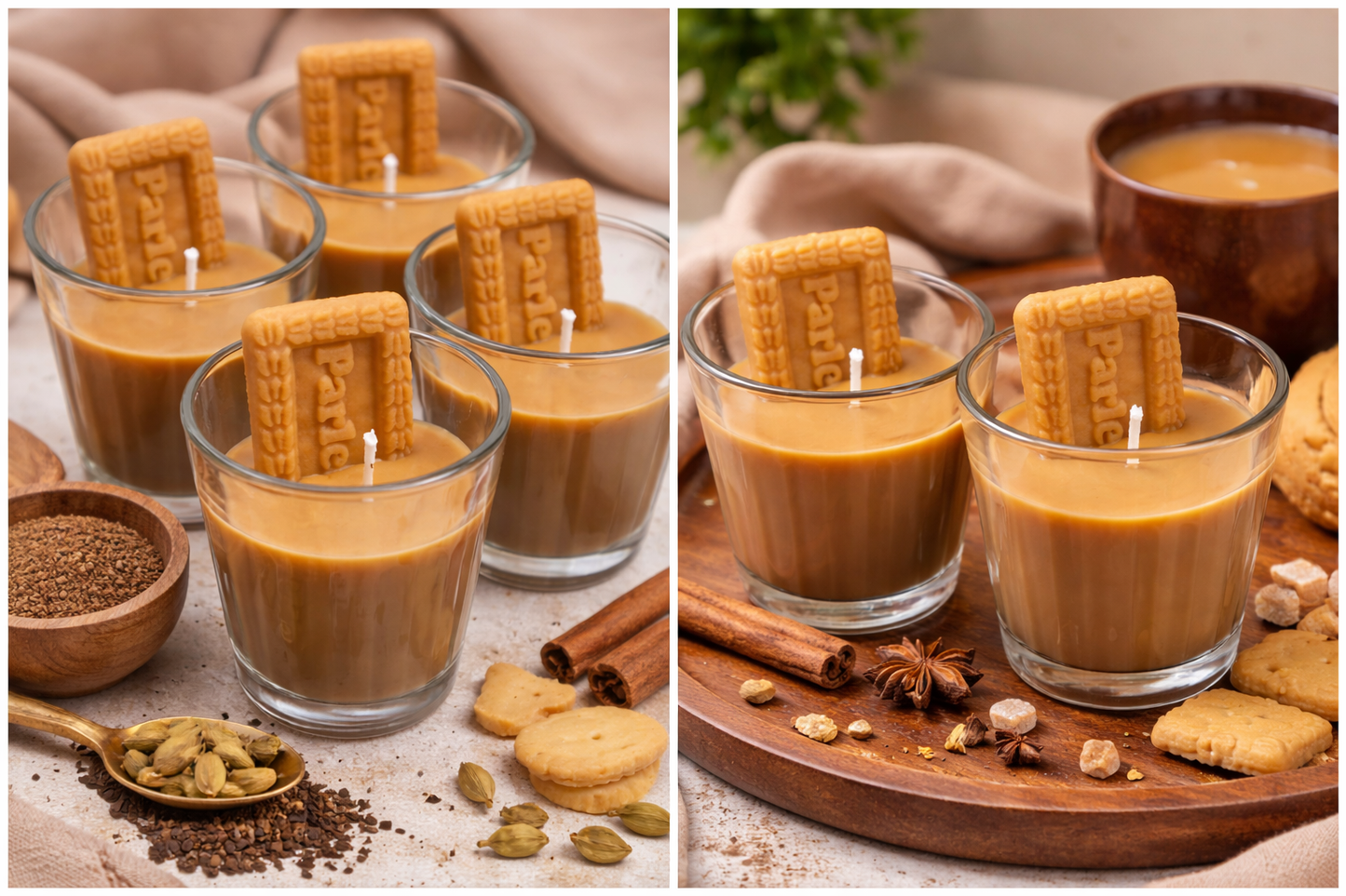 Chai-Biscuit Candle - set of 2