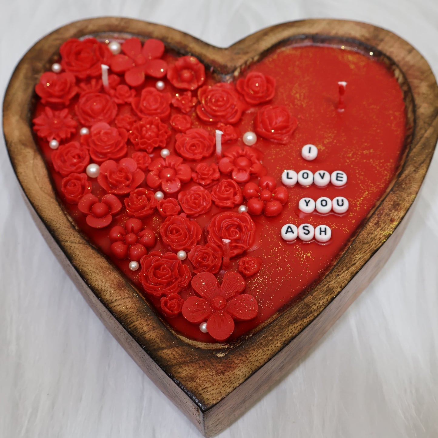 Wooden Heart Candle