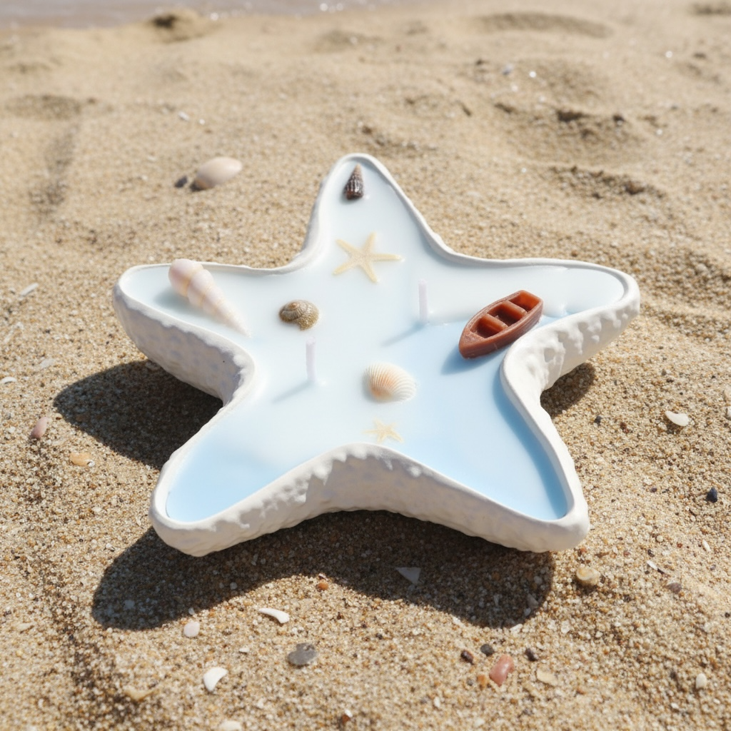 Star Concrete Beach Theme Candle