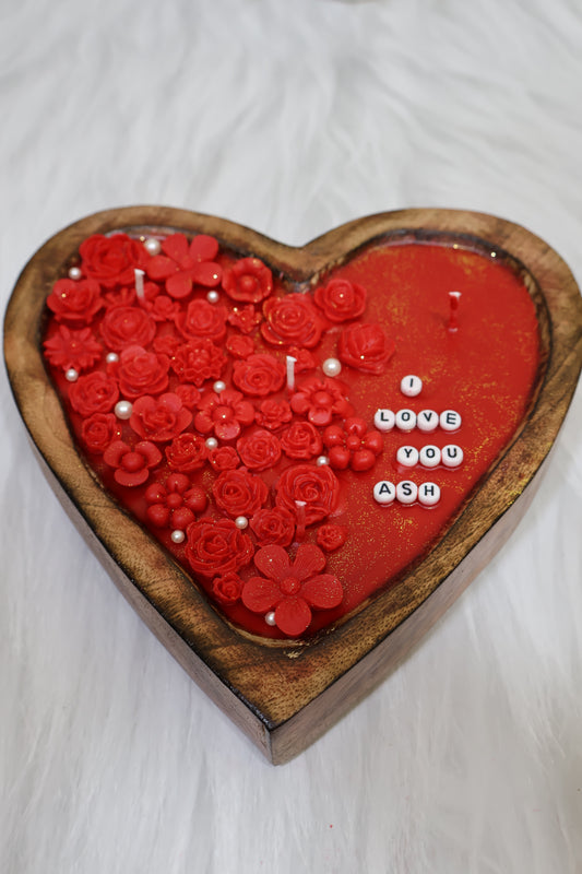 Wooden Heart Candle