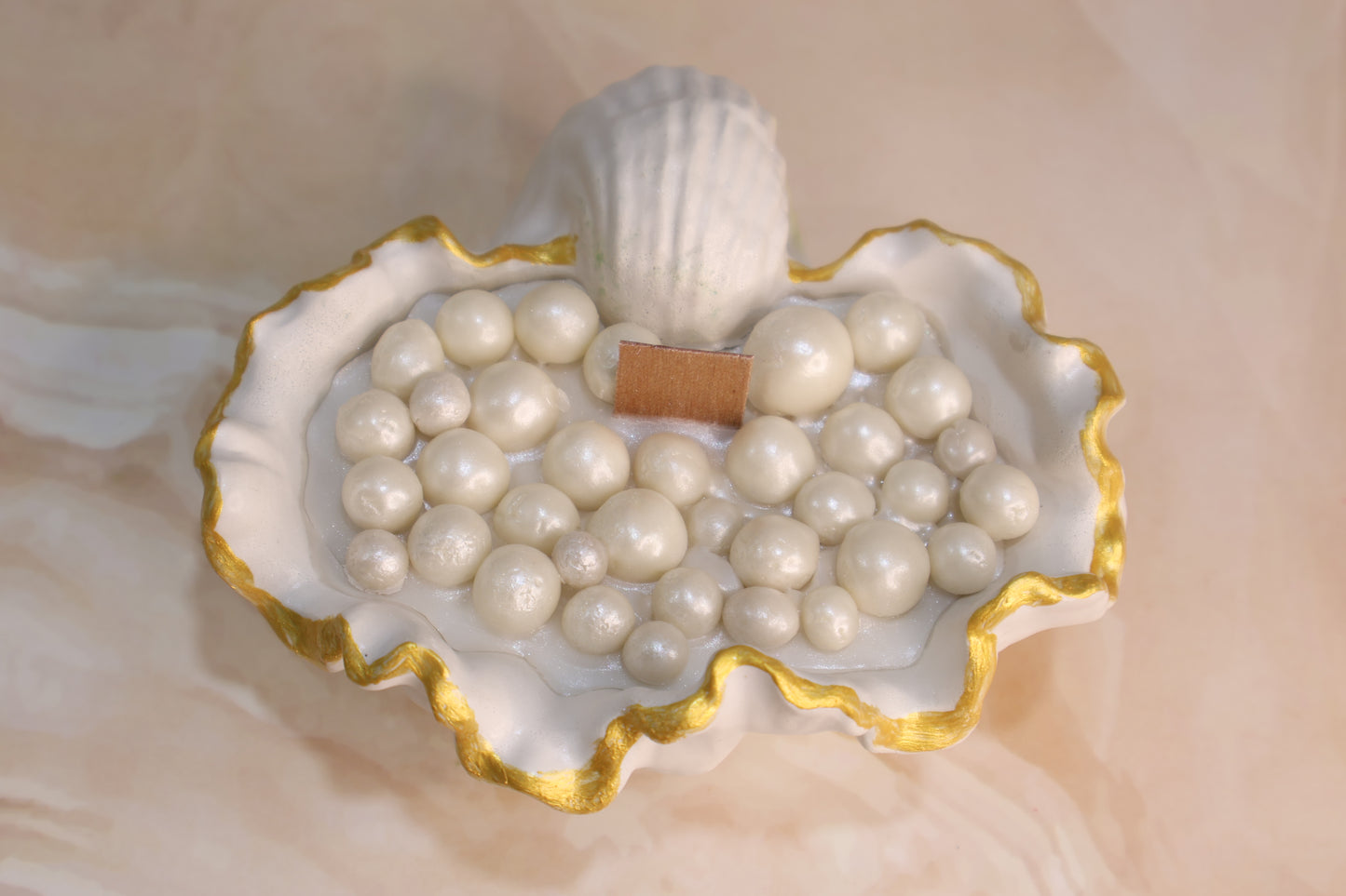 Shell Concrete with Pearl Candle