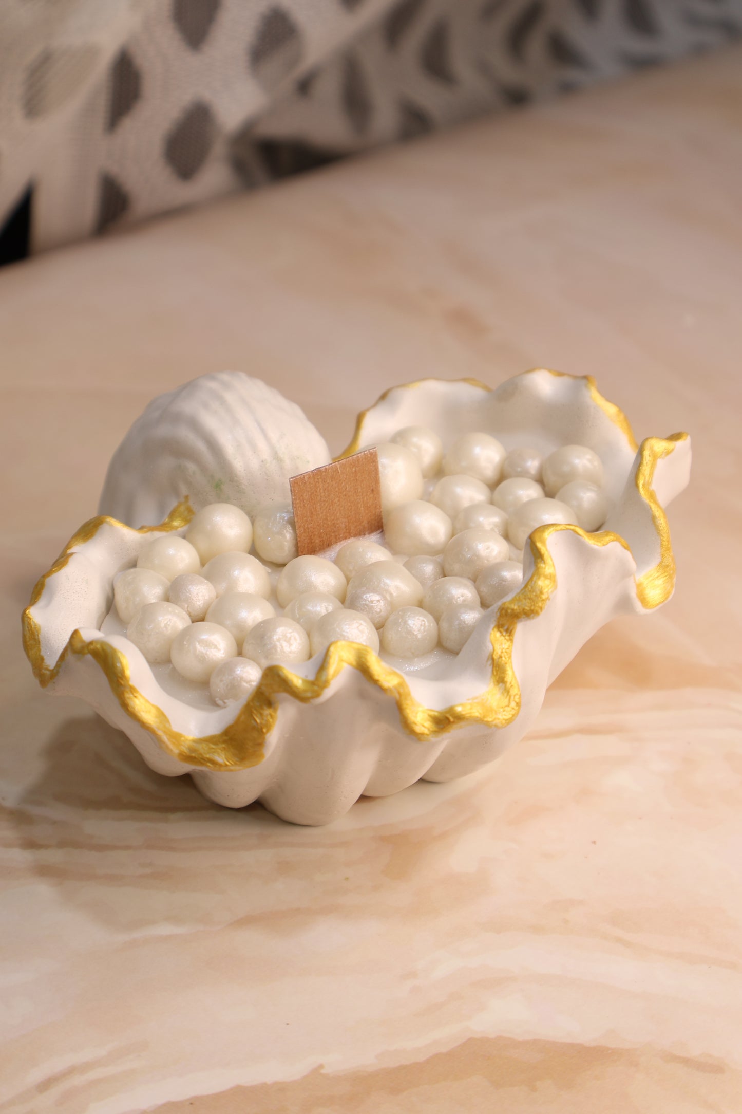 Shell Concrete with Pearl Candle