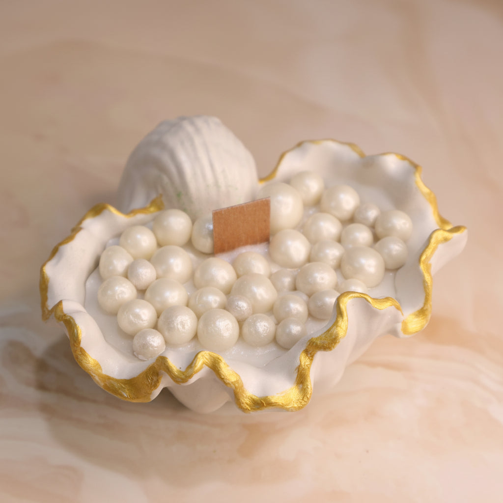 Shell Concrete with Pearl Candle