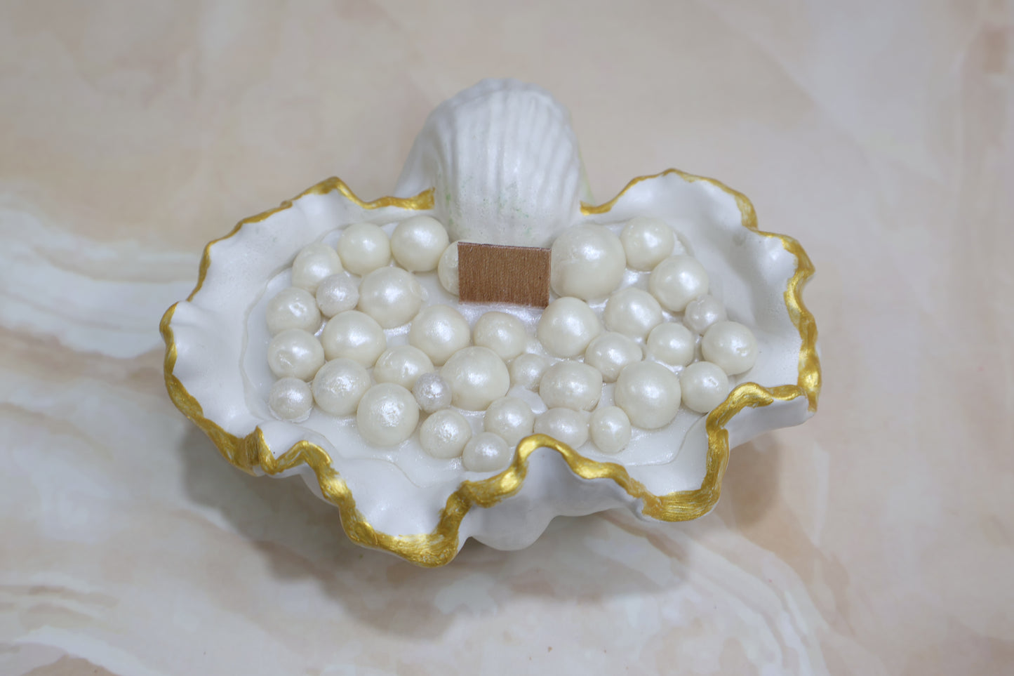 Shell Concrete with Pearl Candle