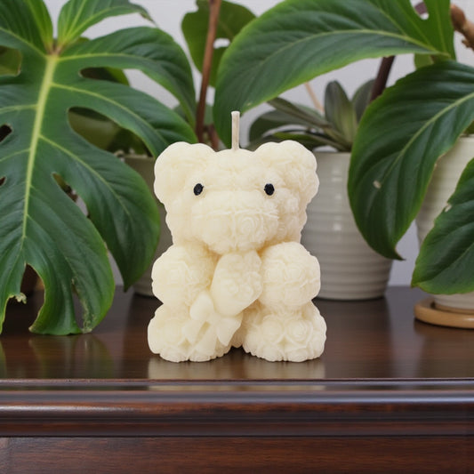 Teddy with Bouquet Candle