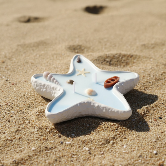 Star Concrete Beach Theme Candle